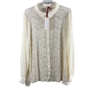 Standards & Practices Ivory Lace Shirt Blouse